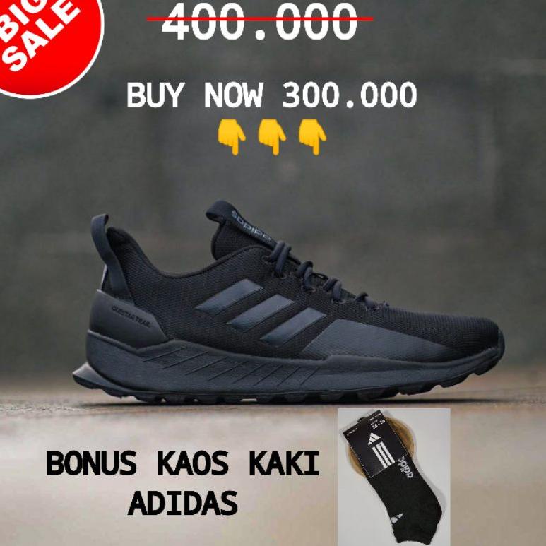 Terkini✱➢ Adidas Questar Trail Full Black Original Indonesia 100% Bnwb Sepatu Hitam Polos Pria 99 ❇