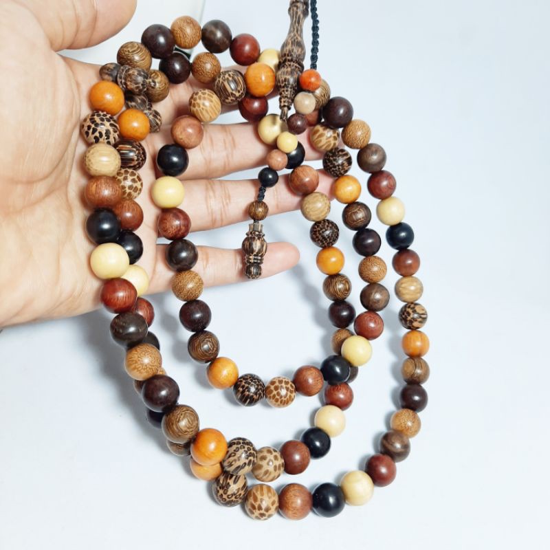 Tasbih Kayu Kombinasi / Tasbih Kayu Bertuah 12 mm / Tasbih 99 Butir kayu Bertuah Tasbih Muslim