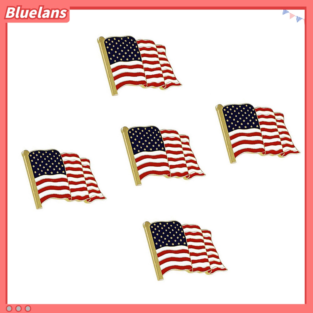 5pcs Bros Pin Enamel Desain Bendera Amerika Untuk Dekorasi Jaket Denim Tas Topi Unisex