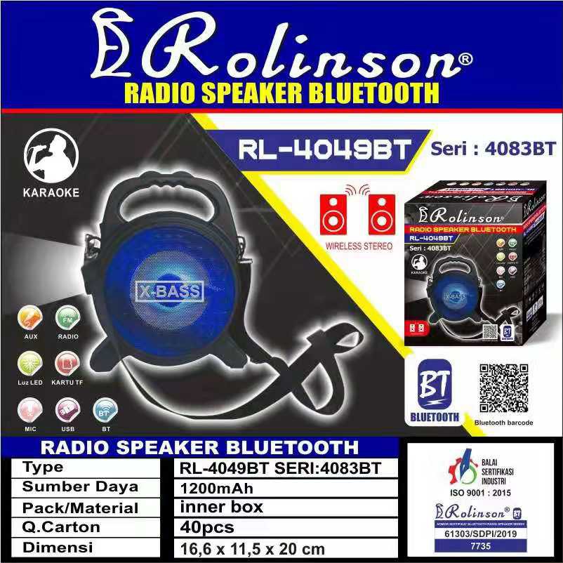 Radio Speaker Bluetooth RL-47049BT Seri 4083BT Speaker Pinggang MP3 Gantung Gagang Portable Rolinson