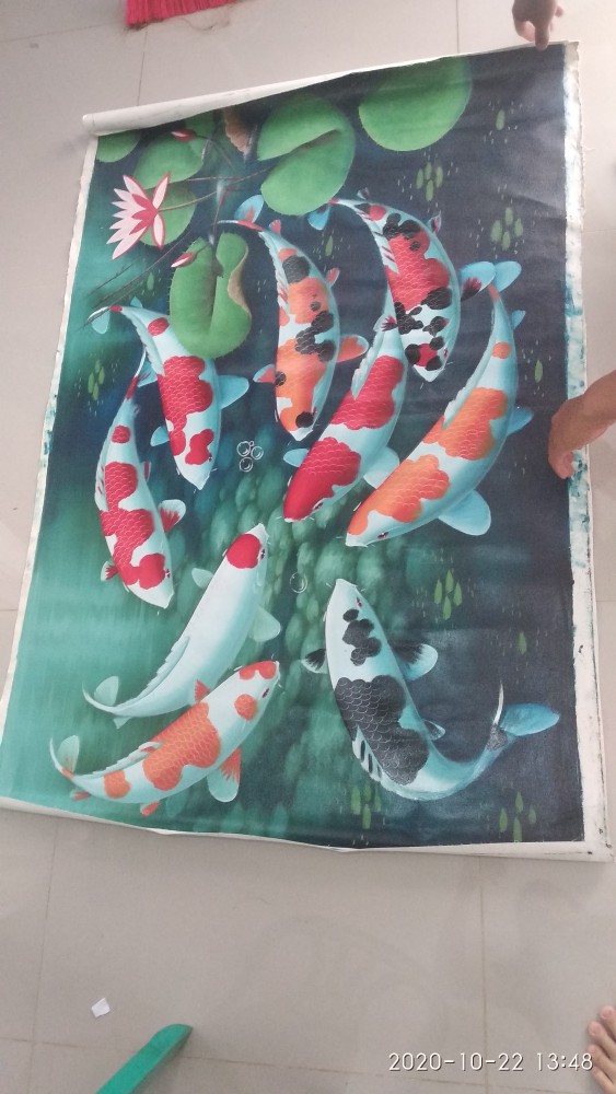 Lukisan Ikan Koi Fengshui 85 X 135 Cm