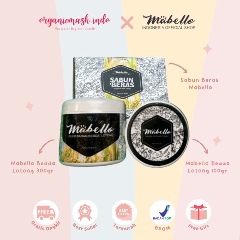 MABELLO Lulur Bedda Lotong Mabello BPOM - lulur mandi mabello hitam/lulur memutihkan bedda lotong