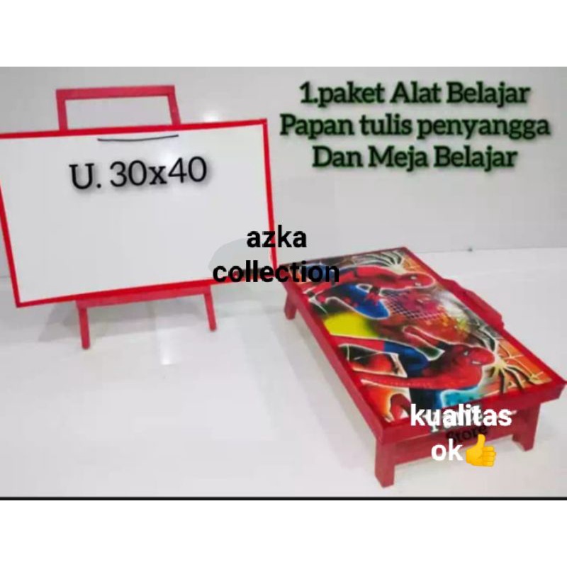 SET BELAJAR ANAK MEJA LIPAT PAPAN TULIS DAN PENYANGGA-meja papan tulis dan penyangga kayu ukuran 30x40