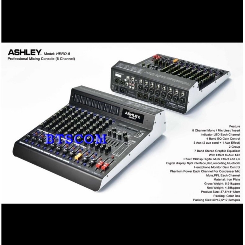 MIXER ASHLEY HERO8 MIXER ASHLEY 8 CHANNEL HERO 8 ORIGINAL MIXER ASHLEY HERO-8 EFFECT 199DSP