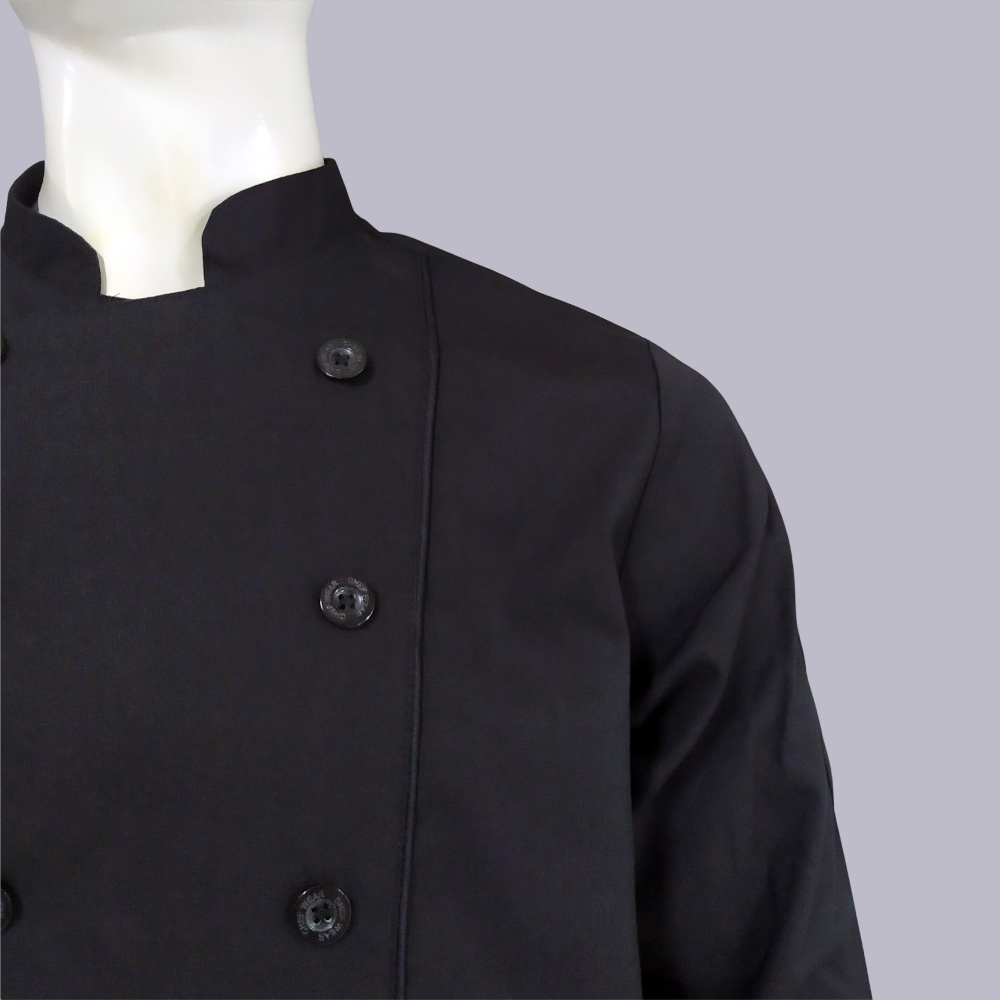 Chef Wear Baju Koki LS Hitam (piping hitam) S-XXL