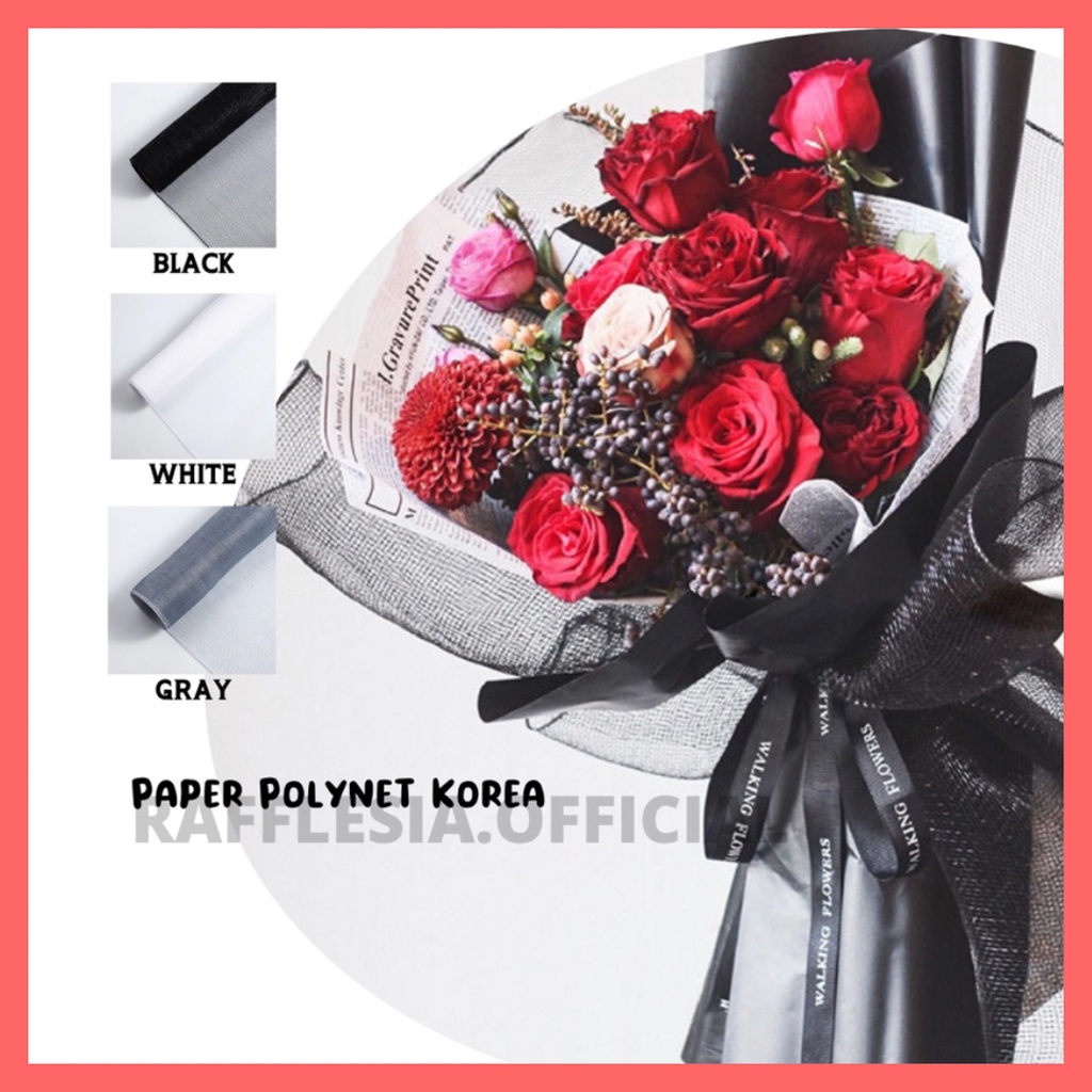 

Flower Wrapping Paper Polynet Korea / Mesh Roll Tile Jaring / Kertas Buket Bunga Florist