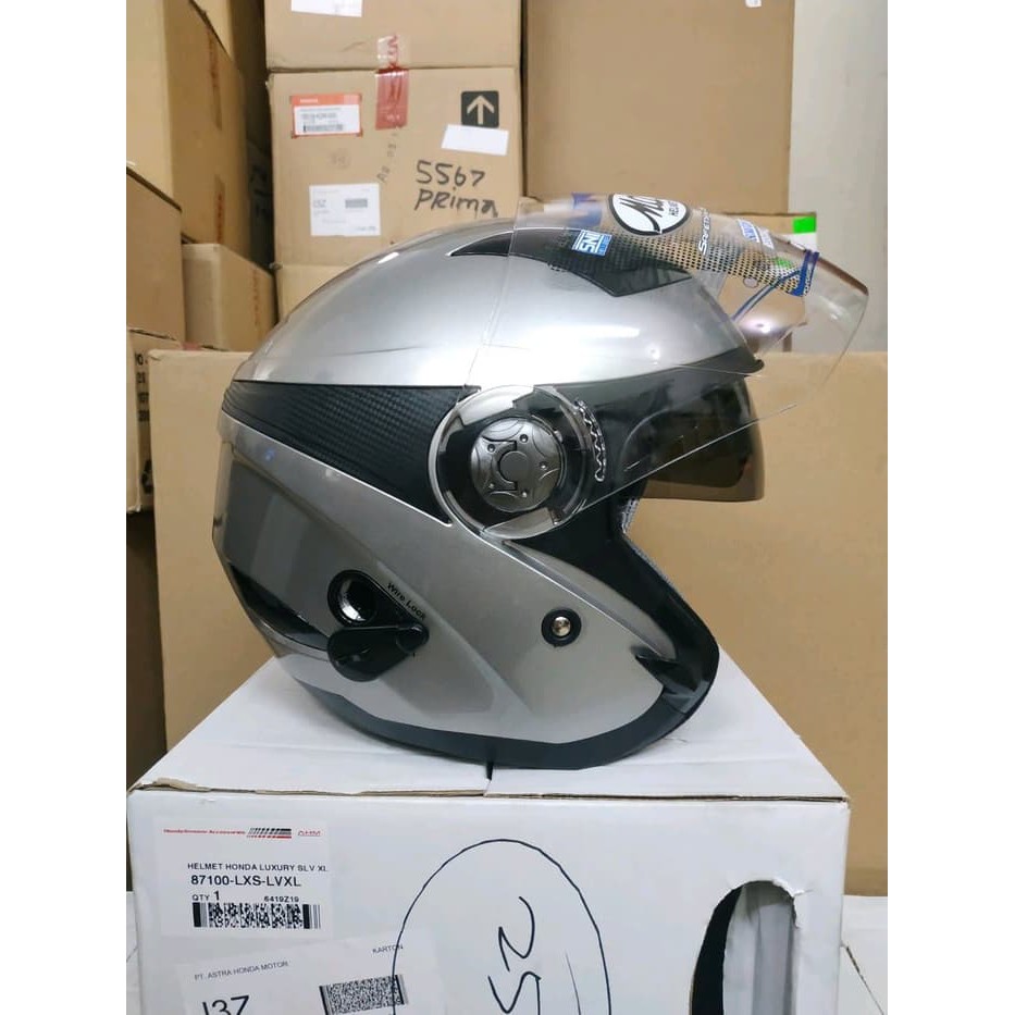 Helm Half Face Helmet Honda Luxury Silver 87100LXSLVXL