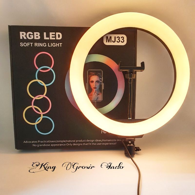 Soft Ring Light RGB LED MJ33 Ring 33 CM 13 Inch ( Tanpa Tripod ) Lampu Selvie