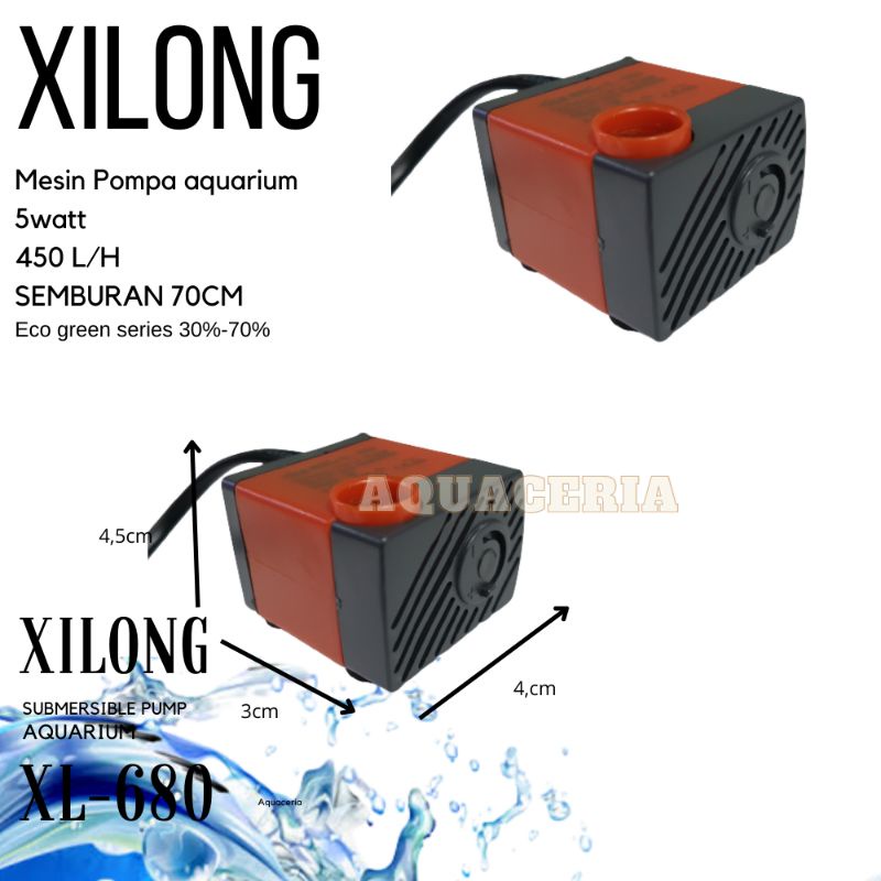 Mesin Pompa Aquarium Mini XILONG XL 680 pompa celup Mini Tank aquarium