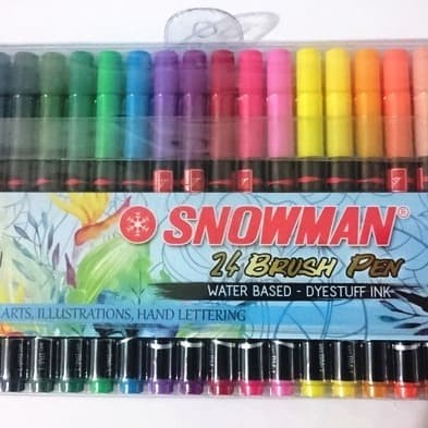 

kaligrafi-perlengkapan- snowman brush pen 24 warna set -perlengkapan-kaligrafi.