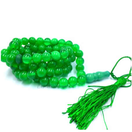 TASBIH BATU GIOK HIJAU ASLI NATURAL 99 BUTIR 10MM