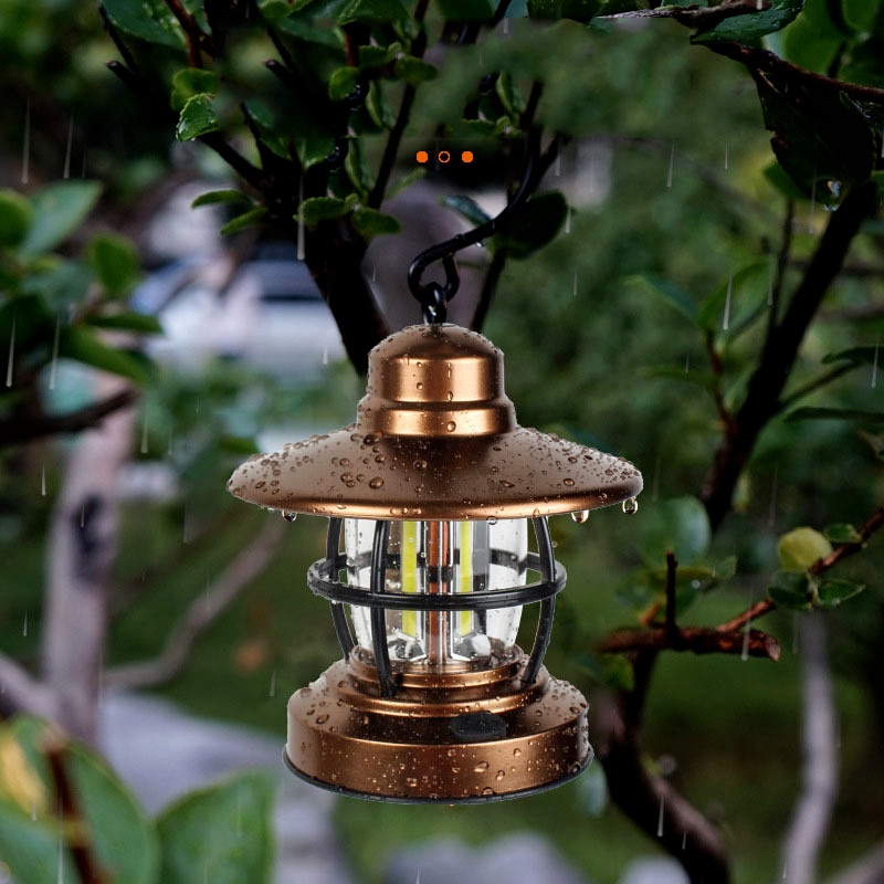 Lampu Lentera Gantung Led COB Retro Portable Anti Air Dengan Kait Untuk Camping / Hiking / Outdoor