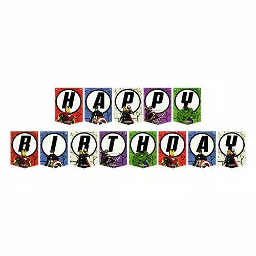 Banner flag bunting flag ulang tahun karakter avengers avenger