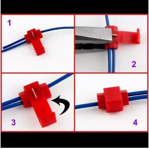 RED SCOTCH LOCK Connector klip Jumper Kabel Klam quick Konektor Terminal skun molek