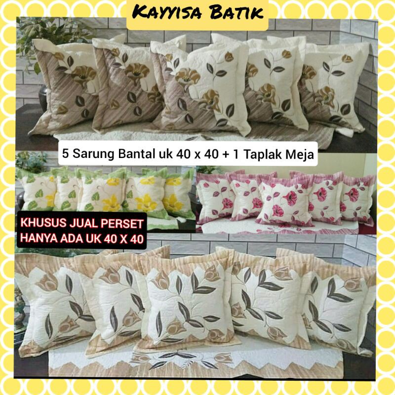 Set Sarung Bantal Sofa 40 x 40 | Paket Sarung Bantal Kursi Isi 5 + Taplak