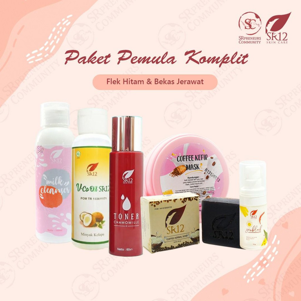 PAKET PEMULA KOMPLIT FLEK HITAM & BEKAS JERAWAT/ SKINCARE HERBAL BPOM/ PRODUK ORI SR12