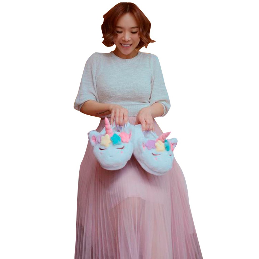 Sandal kamar unicorn kuda cantik selop sendal rumah indoor slipper bahan bulu lembut lulus SNI bahan premium-istana boneka