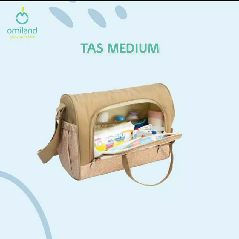 Tas Bayi Omiland Tas Jalan Jalan Tas Penyimpan Baju + FREE Sapu Tangan Feather Series