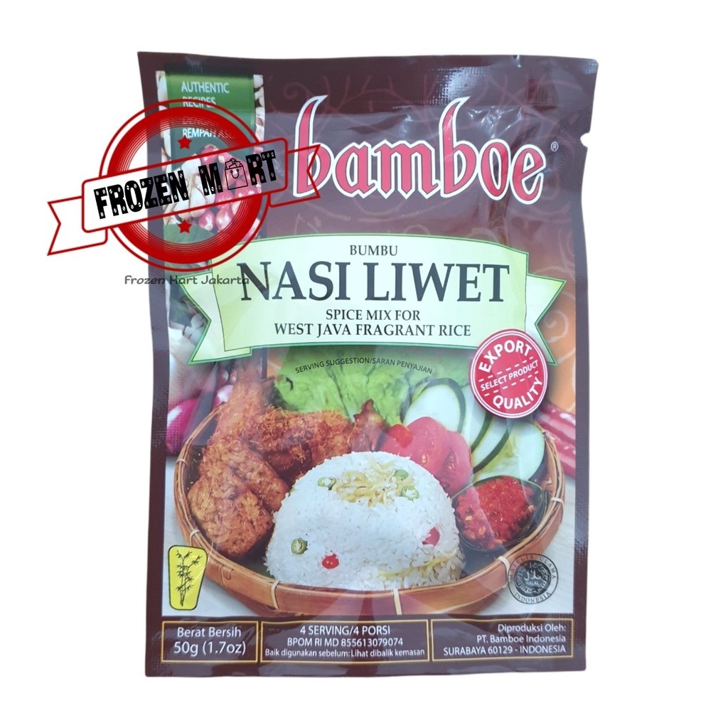 BAMBOE Bumbu Instant Nasi Liwet / West Java Fragrant Rice HALAL 50 Gr / Bamboe Nasi Liwet