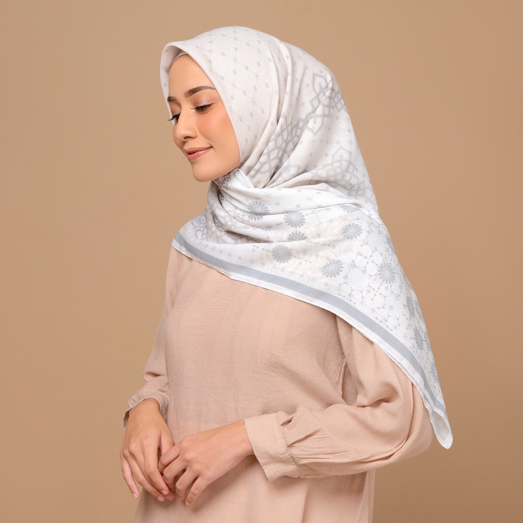 Diario - Kerudung Segi Empat Printing Collection-Grn white