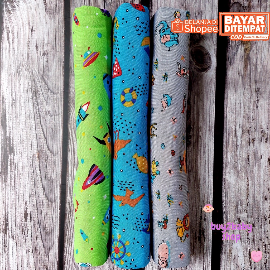 Bedong bayi bahan katun premium motif full print baby series FELICIA isi 3-6 Bedongan