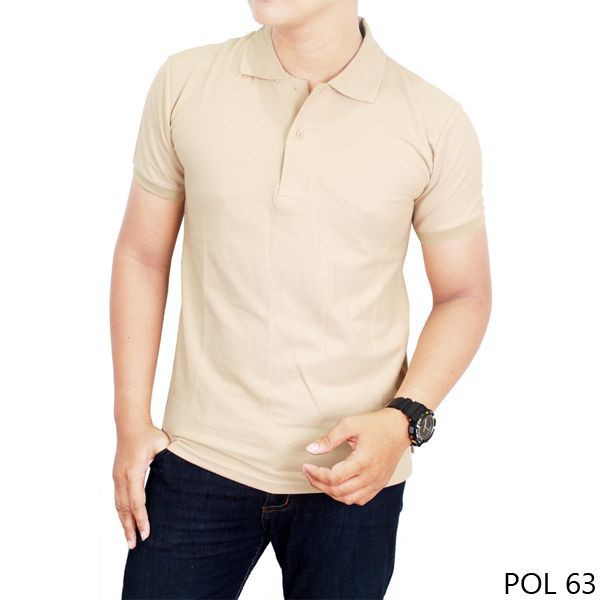 POLO SHIRT PRIA baju kaos kerah polos / kaos berkerah bahan katun lacos murah-KREM - Polo Shirt