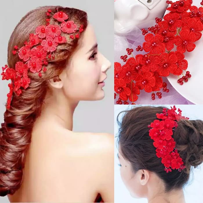 HAIRPIECE HIASAN AKSESORIS RAMBUT SANGGUL BUNGA
