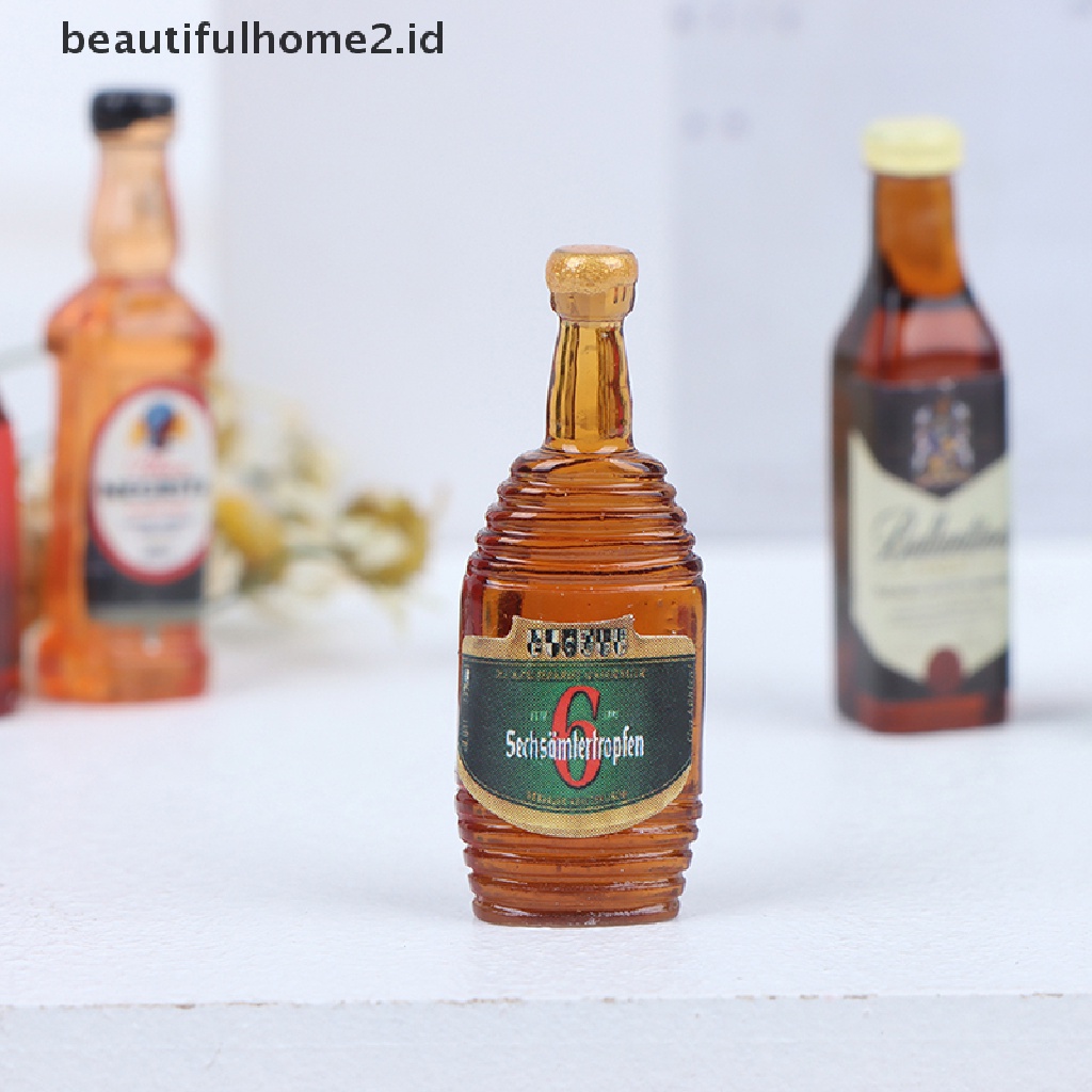 (beautifulhome2.id) 10pcs / Set Mainan Miniatur Botol Wine Skala 1: 12 Untuk Aksesoris Rumah Boneka