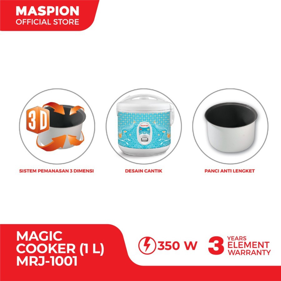 Magic Cooker Rice Cooker Penanak Nasi Maspion MRJ-1001 MRJ 1001