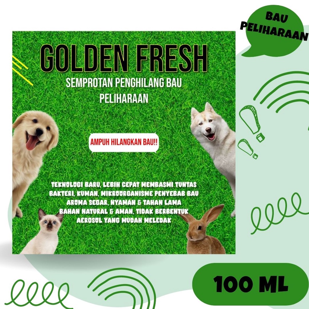 JUAL CAIRAN PENGHILANG BAU PELIHARAAN KUCING, ANJING & KELINCI GOLDEN FRESH 100 ML REFILL Spray Cair