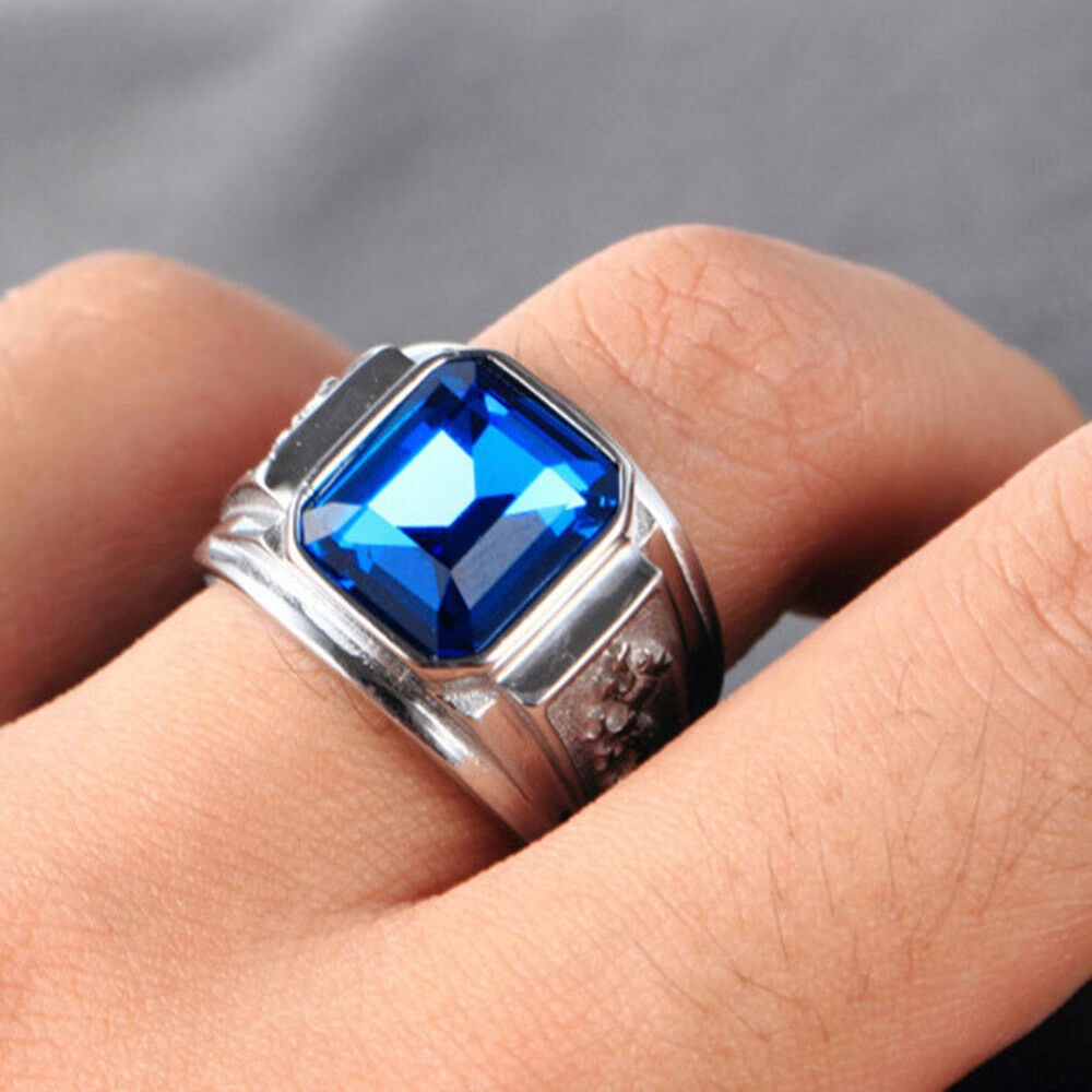 Cincin Emas 18k Aksen Batu Permata Ruby Sapphire Hitam Kristal Bentuk Naga Bahan Baja Titanium Silver