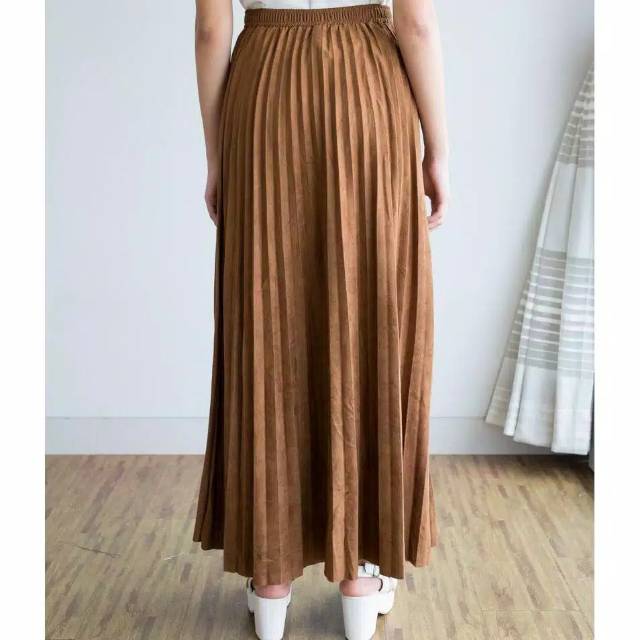 Rok plisket suede