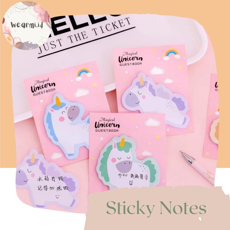 

Sticky note Unicorn warna Scrapbook Jurnal dIY Bujo