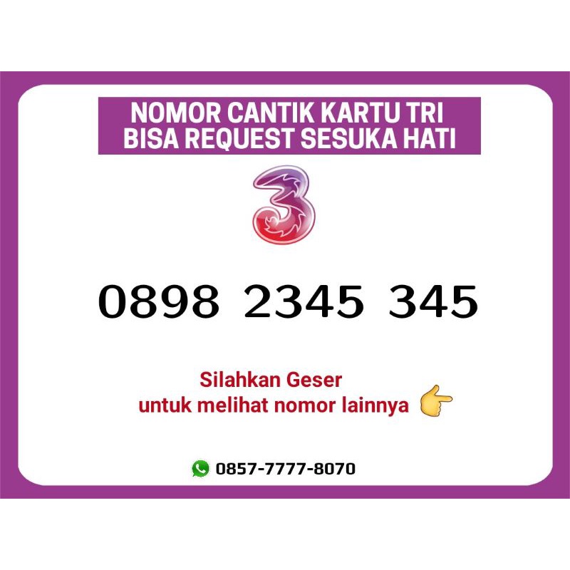 Nomor Cantik Tri 11 Digit tri Aon bisa request