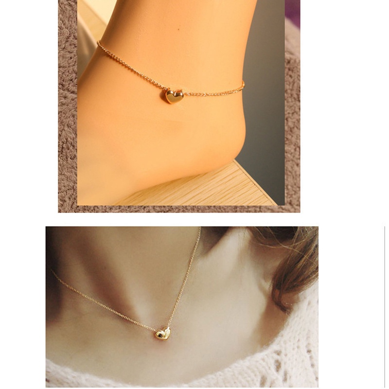 Kalung Rantai Klavikula Desain Hati Warna Emas Gaya Korea Untuk Wanita