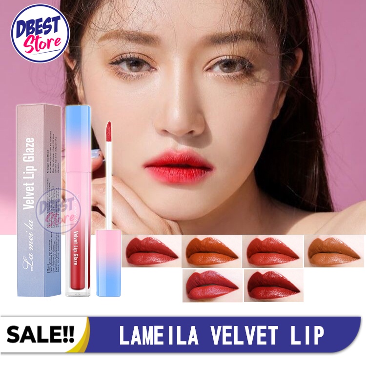 PROMO !! Lipstik Ala Korea Lameila Velvet Lip Glaze Lipstik Matte / Lipstik Tahan Lama Anti Air / Lipstick Lip Cream Lip Balm Lipgloss - Lipstik Tahan Lama Anti Air 24 Jam Korea - Lipstik Korea Tahan Lama Anti Air [ 6 Variasi Warna Matte ]