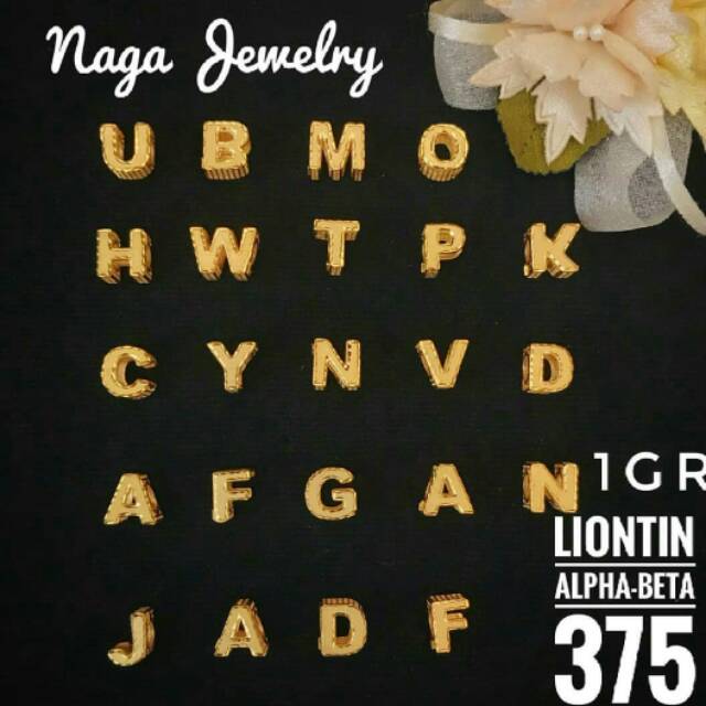 Liontin alphabeta huruf emas kadar 375