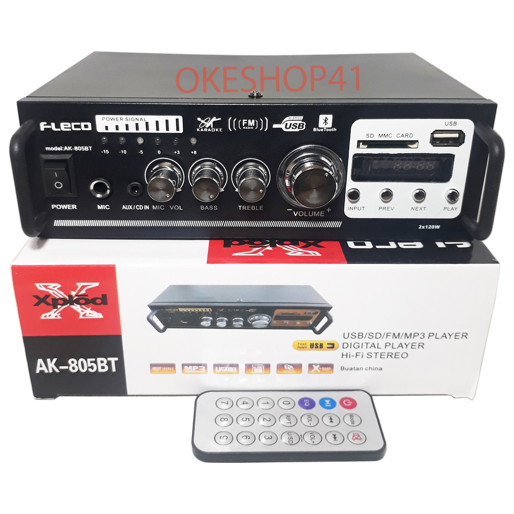 Fleco Power Amplifier AK-805BT Ampli Bluetooth Stereo