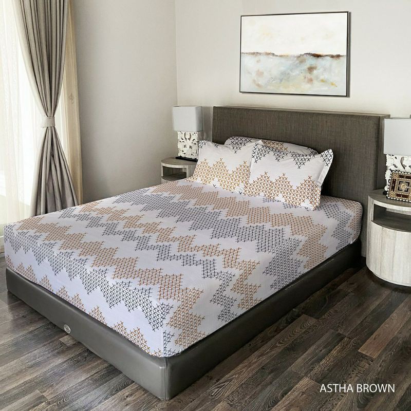 King Rabbit Sprei Single & Sarung Bantal Guling Motif Bambu Astha Brown