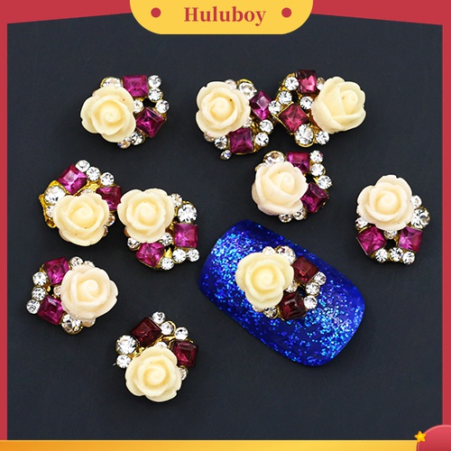Huluboy Huluboy♡ 10pcs Stiker Kristal Berlian Imitasi 3D Bahan Alloy Untuk Dekorasi Nail Art