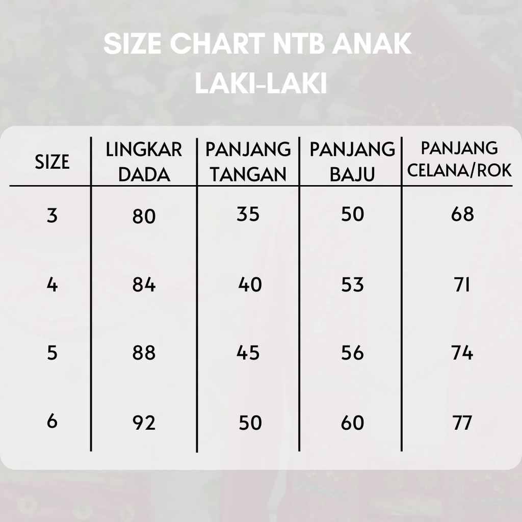 Baju Adat Anak NTB satuan (Laki/Cewek)