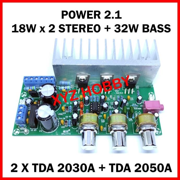 power amplifier stereo + bass 2.1 tda 2030 + tda 2050 2x18w + 32w wau1