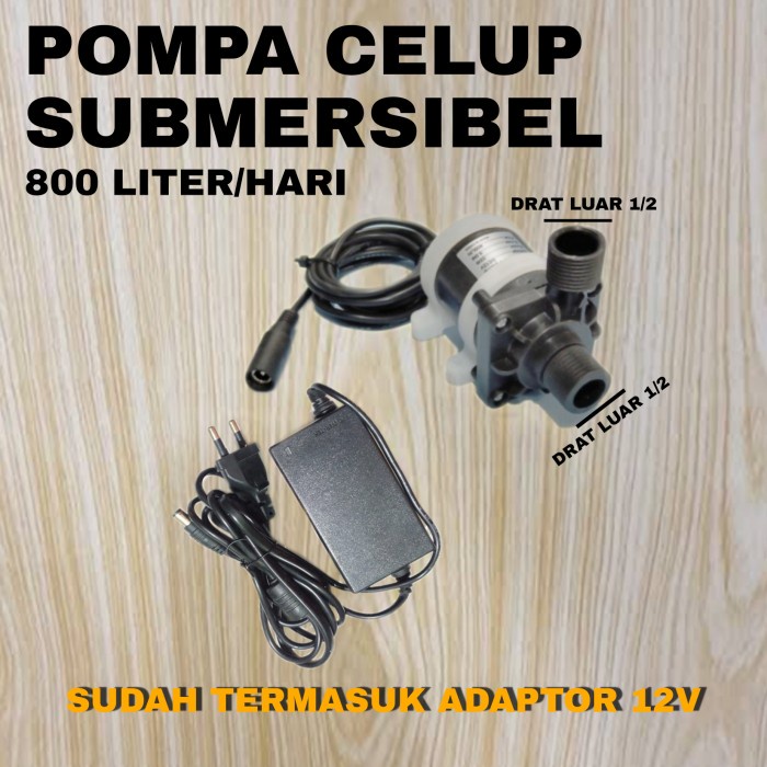 POMPA DINAMO CELUP DC / SUBMERSIBLE PUMP 12V DAN ADAPTOR 12V / CELUP