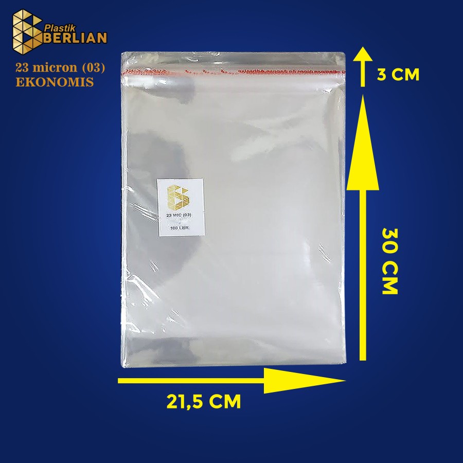 

21,5 x 30 cm Plastik OPP EKONOMIS 23micron (100 lbr) (lem/seal)