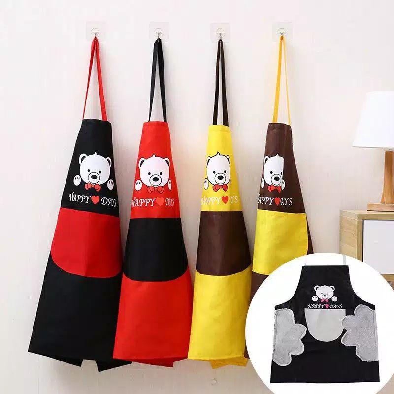 Celemek Masak BEAR Apron Dapur Anti Minyak dan Waterproof Lap 3 Tangan