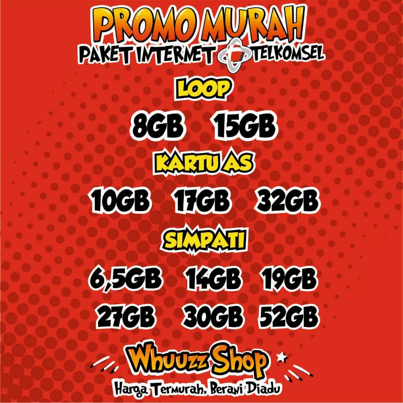 PROMO MURAH KUOTA TELKOMSEL PAKET DATA INTERNET TELKOMSEL SIMPATI AS LOOP OMG