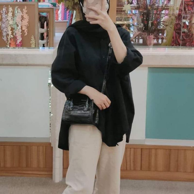 Kemeja Wanita Oversize Bahan Linen Korean Style Jumbo LD 120