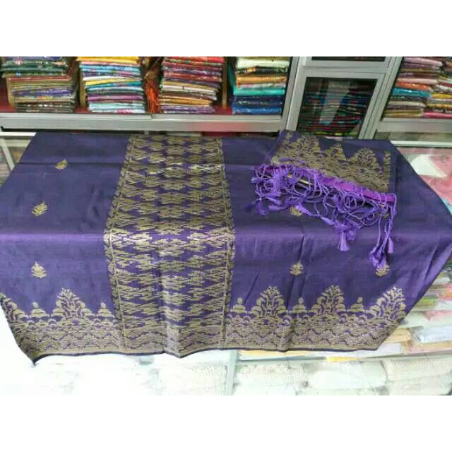 Kain Songket Tenun Silungkang Warna Ungu