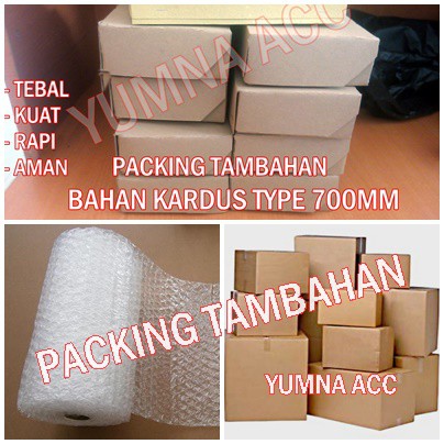 

PACKING TAMBAHAN AGAR BARANG LEBIH AMAN SAMPAI TUJUAN. KOTAK + BUSA/BUBLE WARP