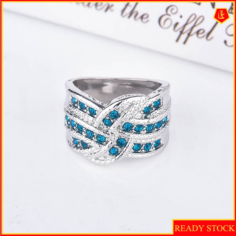 [Ready Stock]Sapphire Ring Female 925 Silver Luxury Fashion All-Matching